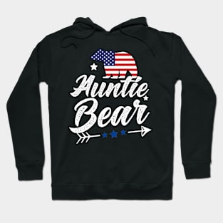 Auntie Bear Patriotic Flag Matching 4th Of July Hoodie